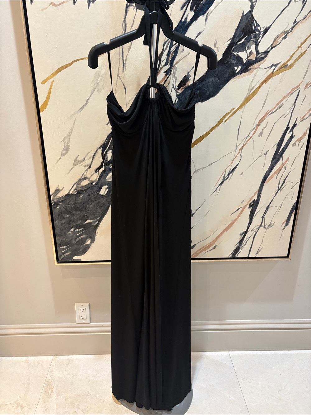 Tommy Bahama Black Draped Halter Maxi Dress
